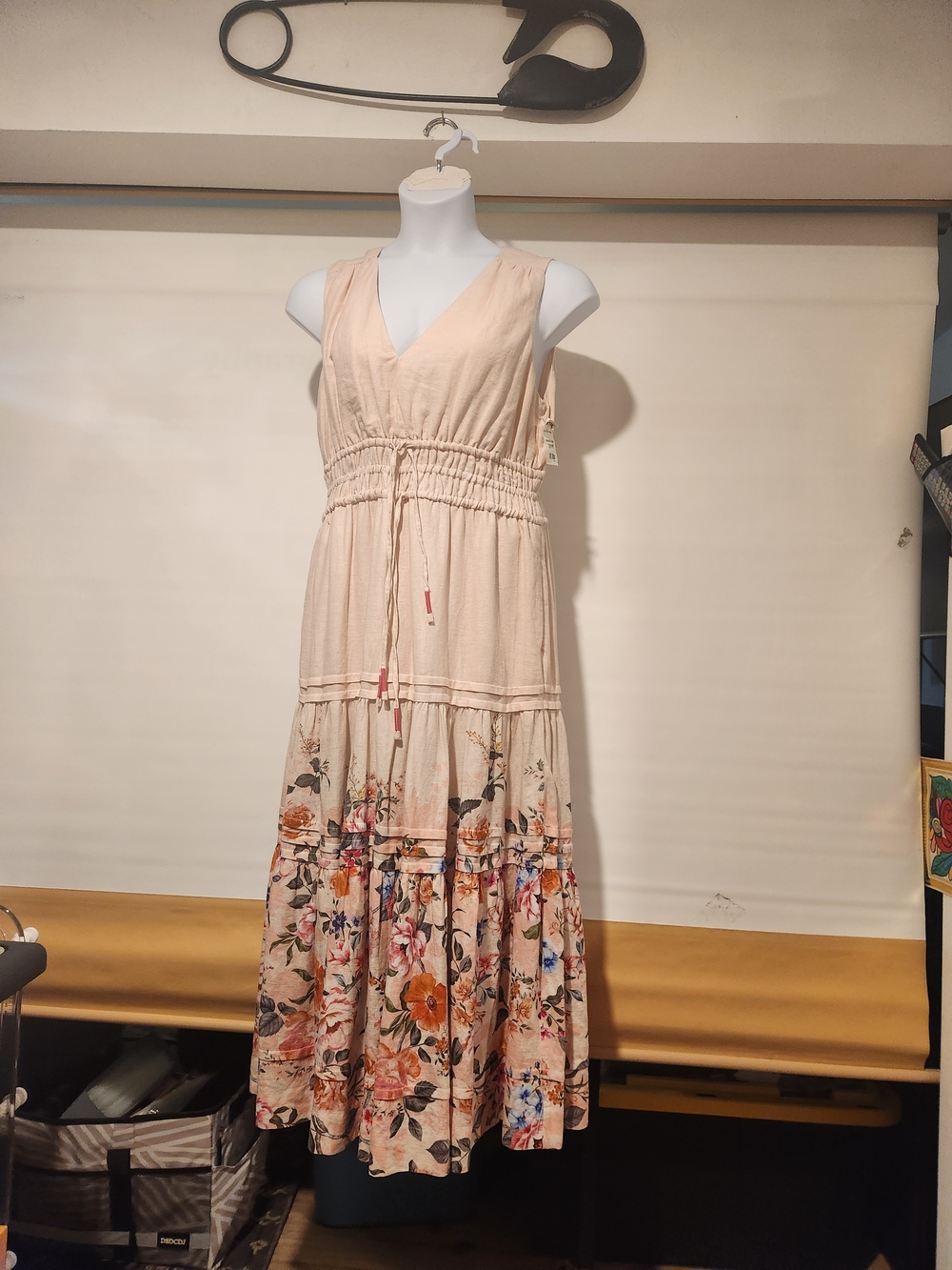 Rachel Zoe Blush Cream Floral Tiered Maxi Dress